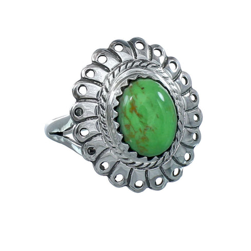 Southwestern Manmade Gaspeite Sterling Silver Ring Size 6-1/4 JX130379